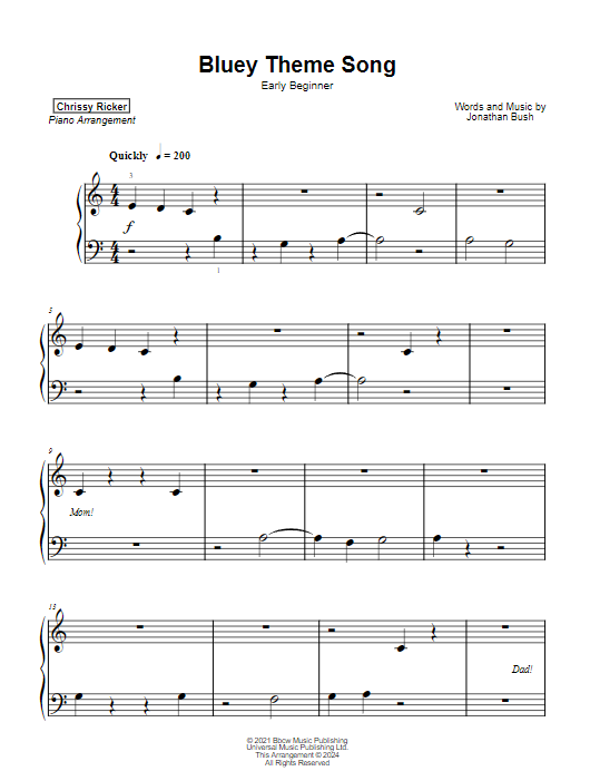 Bluey Theme Song Sample Page