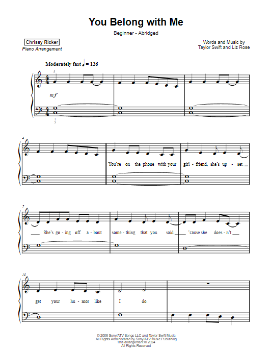 You Belong with Me Sample Page