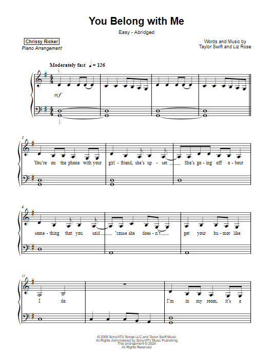 You Belong with Me Sample Page