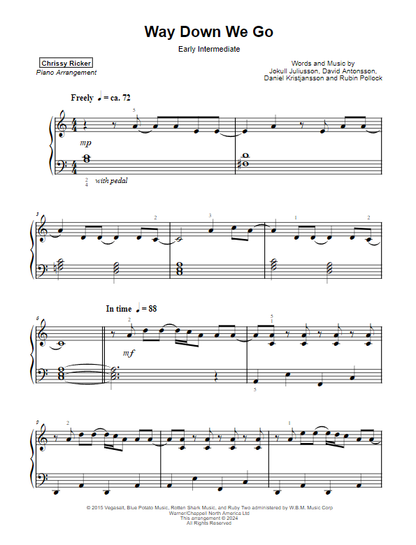 Way Down We Go Sample Page
