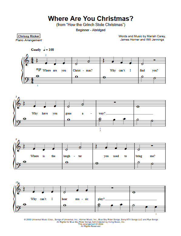 Where Are You Christmas? Sample Page