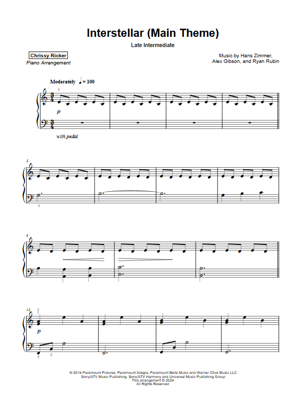 Interstellar (Main Theme) Sample Page