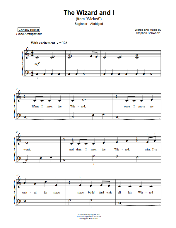 The Wizard and I Sample Page