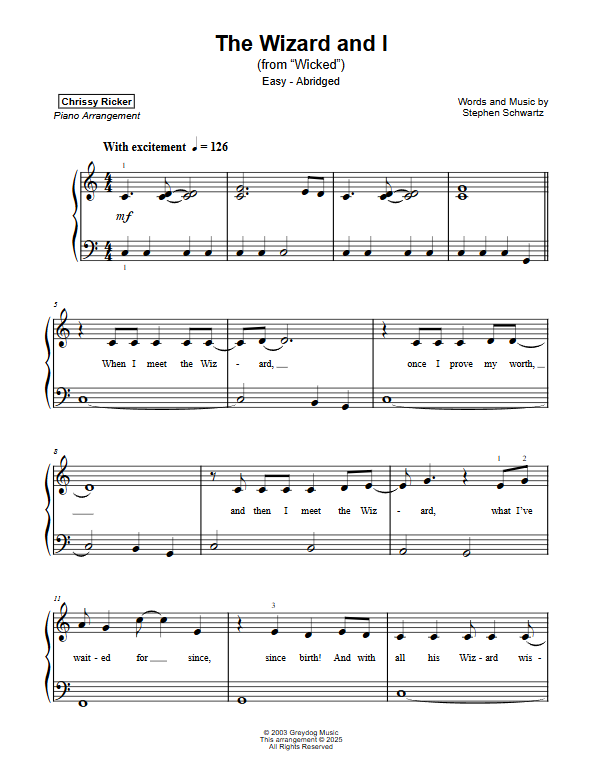 The Wizard and I Sample Page