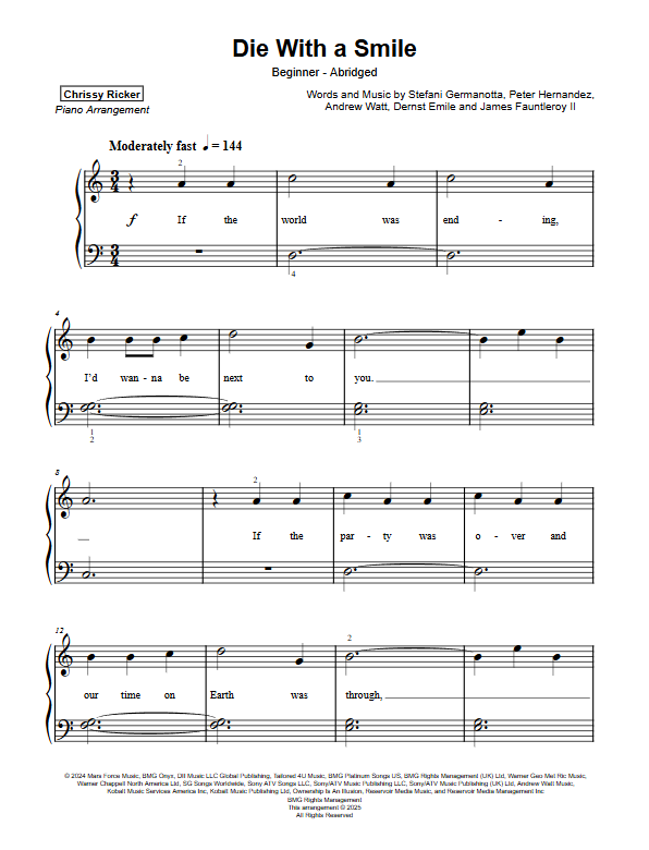 Die With a Smile Sample Page