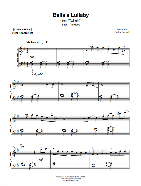 Bella's Lullaby Sample Page