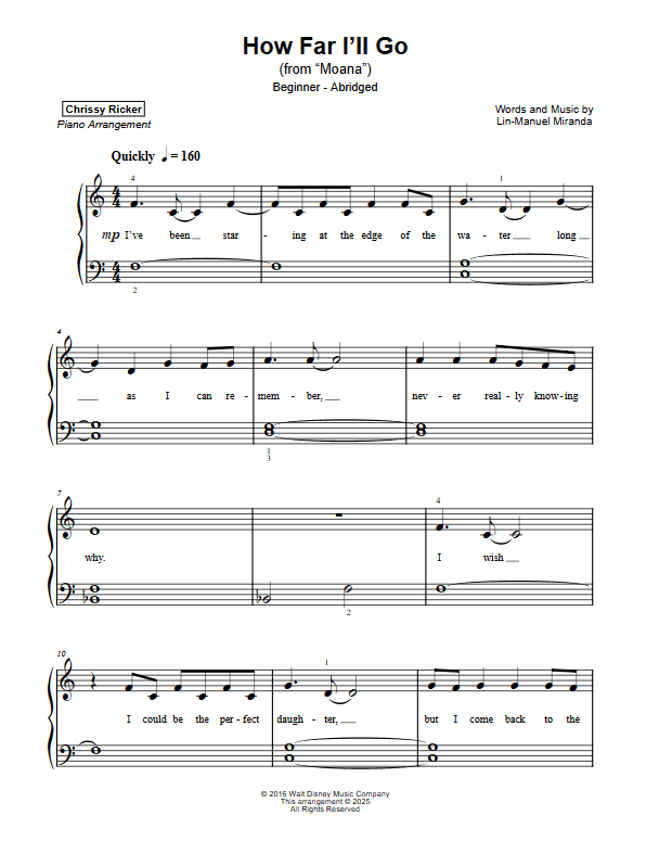 How Far I'll Go Sample Page