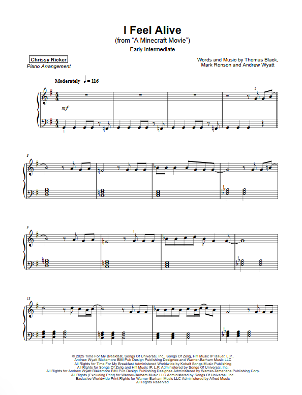 I Feel Alive Sample Page