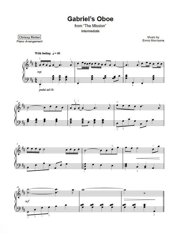 Gabriel's Oboe Sample Page