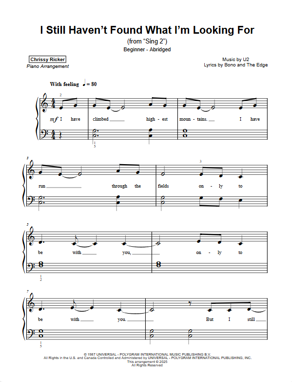 I Still Haven't Found What I'm Looking For Sample Page