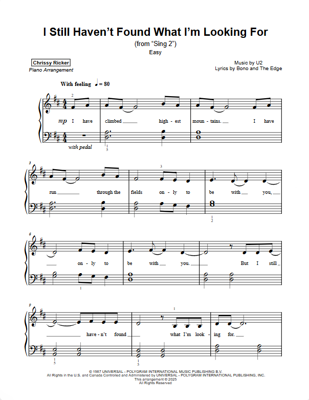 I Still Haven't Found What I'm Looking For Sample Page