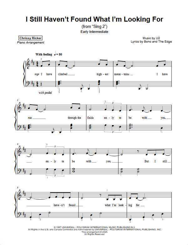 I Still Haven't Found What I'm Looking For Sample Page