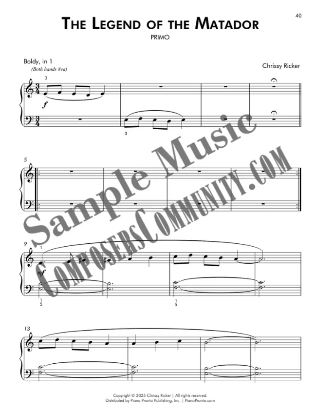 The Legend of the Matador Sample Page