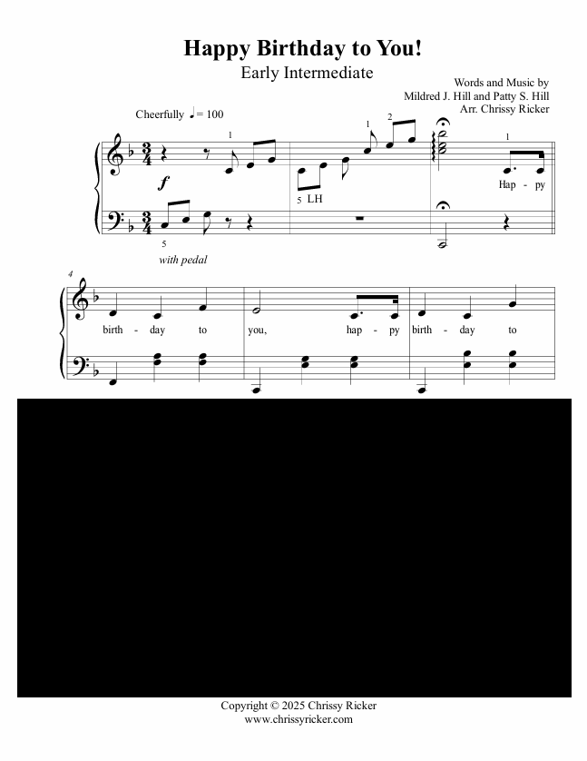 3 Levels of "Happy Birthday to You!" Sample Page