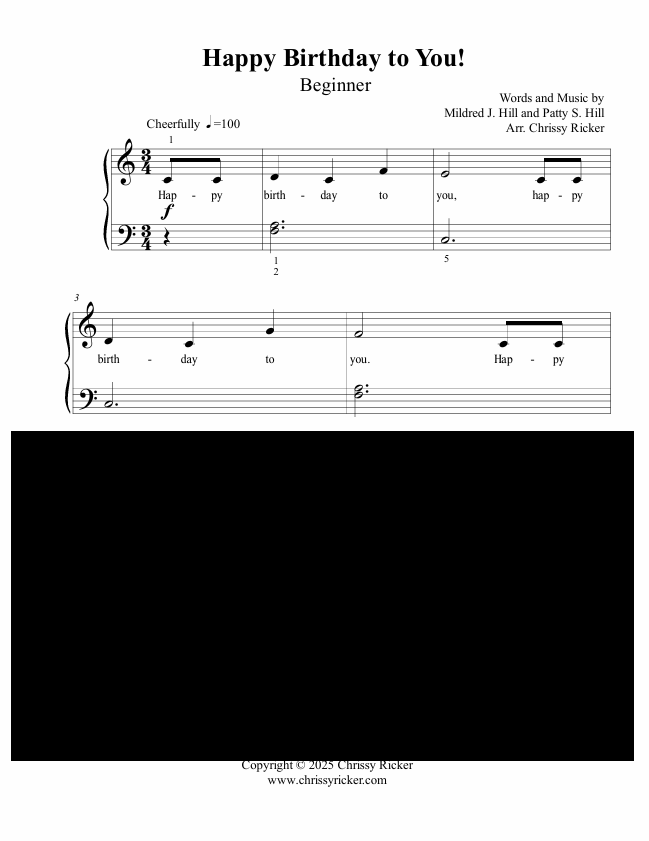 3 Levels of "Happy Birthday to You!" Sample Page