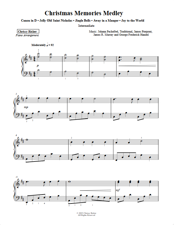 Christmas Memories Medley Sample Page