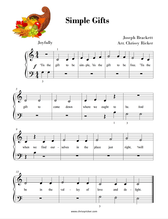 Simple Gifts (free download) Sample Page