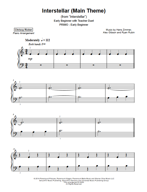 Interstellar (Main Theme) Sample Page