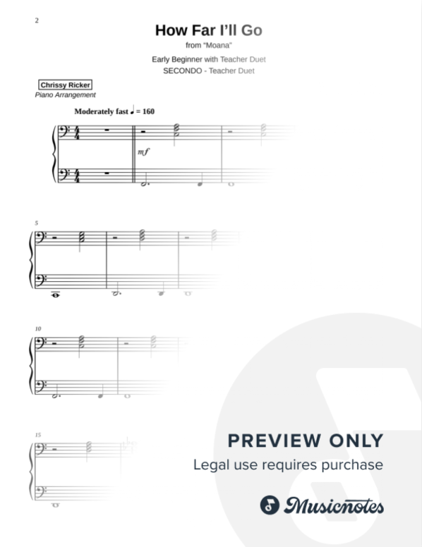 How Far I'll Go Sample Page