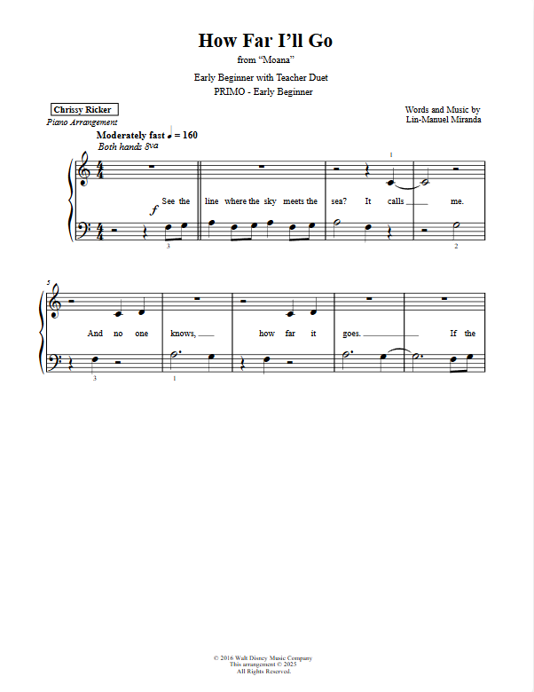 How Far I'll Go Sample Page