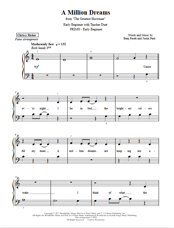 Primer Movie Hits: 8 Solos with Teacher Duets Sample Page
