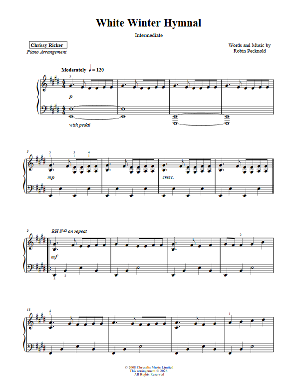 White Winter Hymnal Sample Page