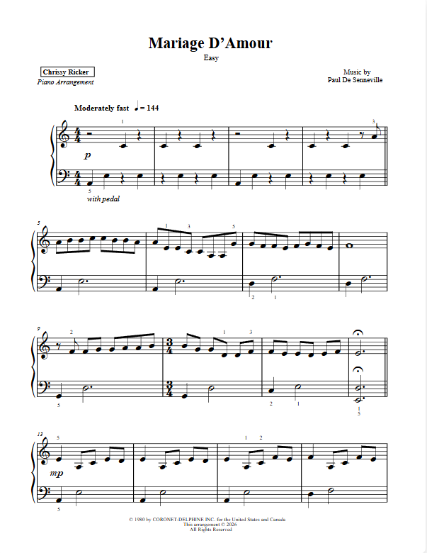 Mariage d'Amour Sample Page