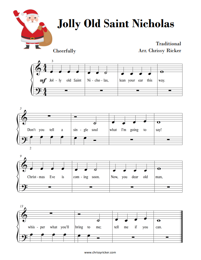 Jolly Old Saint Nicholas (free download) Sample Page