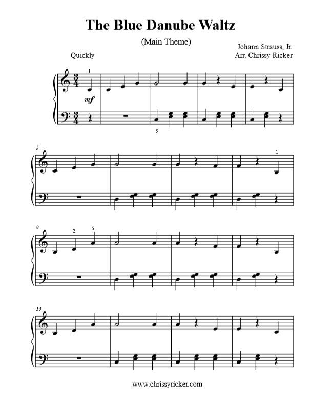 The Blue Danube Waltz (free download) Sample Page