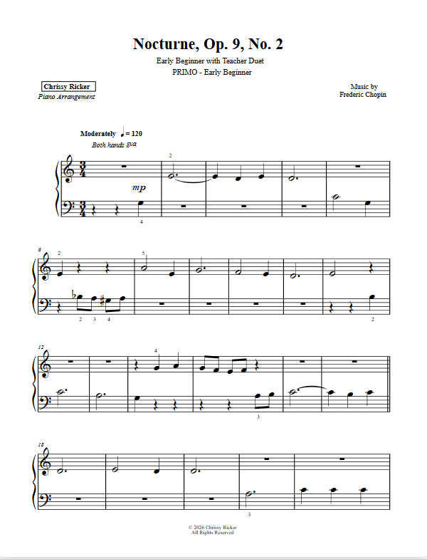 Nocturne, Op. 9, No. 2 Sample Page