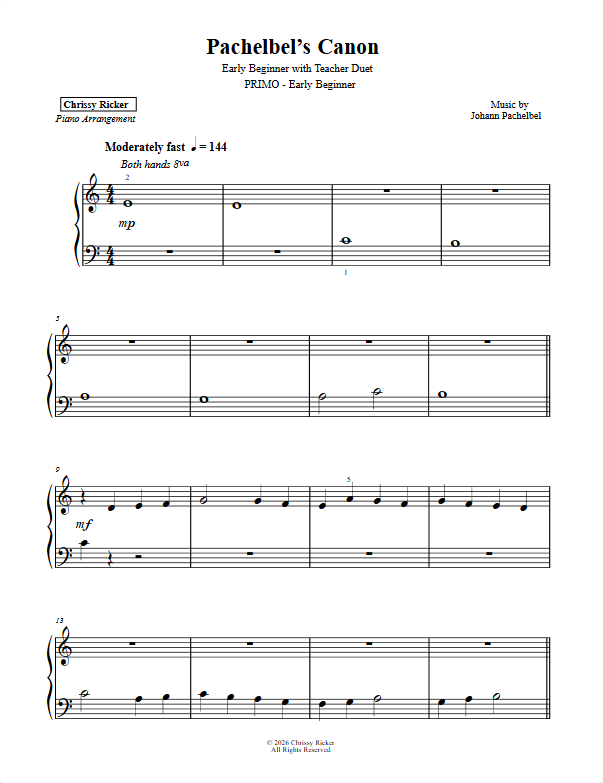 Primer Classical Hits: 10 Solos with Teacher Duets Sample Page